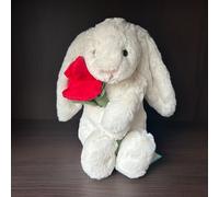 Jellycat Cream Bunny with Rose Medium - RARE - BNWT - Free & Fast Shipping ✅