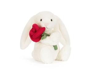 Jellycat Cream Bunny With Rose - Valentine's Day 2026 Limited Edition