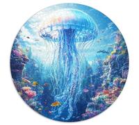 Jellyfish 1000 Piece Circular Jigsaw Puzzle Animals Pets Cute Premium Educational Puzzle for Children & Adults Relaxing Activity Home Decor Gift 1000pcs (67.5x67.5cm)