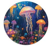 Jellyfish 1000 Piece Circular Jigsaw Puzzle Animals Pets Cute Premium Stress Relief Puzzle for Adults Home Decor Brainteaser 1000pcs (67.5x67.5cm)