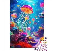Jellyfish 1000 Piece Jigsaw Puzzle For Adults Family Challenge Toys Stress Relief Puzzle Cultivate The Spirit of Teamwork for The Whole for Women, Gifts for Men 500pcs (52x38cm)