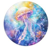 Jellyfish 1000 Piece Round Puzzle Animals Pets Cute Premium Relaxing Puzzle for Adults & Kids Creative Challenge Home Decor Gift 1000pcs (67.5x67.5cm)