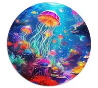 Jellyfish 1000 Piece Round Puzzle God Relaxing Home Decor Puzzle Stress Relief for Adults & Kids 1000pcs (67.5x67.5cm)