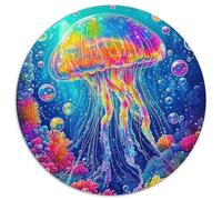 Jellyfish 1000 Pieces Jellyfish Round Jigsaw Puzzles Colourful Beautiful Decoration for Adults And Kids 1000pcs (67.5x67.5cm)