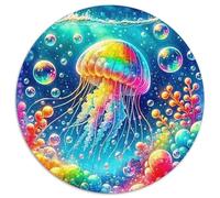 Jellyfish 1000 Pieces Jigsaws 3D High Definition Round Jigsaw Jigsaw Puzzles for Adults & Kids Challenging & EducationalArt 1000pcs (67.5x67.5cm)