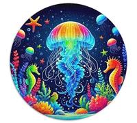 Jellyfish 1000 Pieces Jigsaws 3D High Definition Round Puzzles Jigsaw Puzzles for Adults & Kids Unique Challenge Games 1000pcs (67.5x67.5cm)