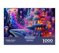 Jellyfish 1000 Pieces Portable Jigsaw Puzzle Animal Age 3+ Quirky, Abstract Design, Home Decoration, Educational, Challenging Puzzle Games 70x50cm/1000pcs