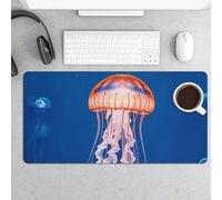 Jellyfish Academy Desk Pad Protector Non-Slip Gaming Desk Mat Waterproof Desktop Mat for Keyboard and Mouse Large Mousepad Smooth Writing Pad for Home Office Work(23.6 X 13.8)