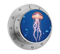 Jellyfish Academy Kitchen Timers for Cooking 60 Minute Wind Up Timer, Magnetic Back, Visual Mechanical Timer with Loud Alarm, Manual Countdown Timers for Classroom Home Gym Tanning
