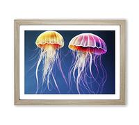 Jellyfish Art Vol.1 Framed Print | A2 Oak Framed Wall Art | Ready to Hang | Modern Nature Picture | Living Room Bedroom Lounge Office