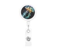 Jellyfish Badge Reel Retractable Badge Holder with Keychain Funny ID Clips for Badges Lightweight Plastic Name Card Holders for Nurses Office Teacher
