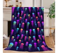 Jellyfish Blanket Jellyfish Decor Cozy Animal Throw Super Soft Plush Flannel Fleece Blanket Gift for Kids Adults Men Women Ultra Warm & Lightweight Flannel, 50"X40"