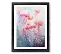 Jellyfish Bubble Gum Painting Framed Print | A2 Black Framed Wall Art | Ready to Hang | Modern Historical Picture | Living Room Bedroom Lounge Office