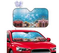 Jellyfish Car Windshield Sun Shade Personalized Foldable Auto Front Window Sun Shade Cover Uv Ray Reflector Sun Visor Protector Car Accessories for Car SUV Truck, Keeps Your Vehicle Cool 55x30 Inch