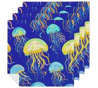 Jellyfish Cloth Napkin 4 PCS Table Dinner Napkins Washable & Reusable Cloth Napkins Washable Tablecloth for Party, Wedding, Lunch, Dinners, Banquet, Christmas