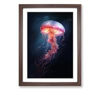 Jellyfish Conceptual Framed Print | A2 Walnut Framed Wall Art | Ready to Hang | Modern Nature Picture | Living Room Bedroom Lounge Office