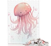 Jellyfish Cute Poster, Picture, Metal Print, Paint by Sohail Rees Jigsaw Puzzles for Adults 1000 Piece Toys Family Jigsaw Games Birthday Puzzle Boys Girls 1000pcs (38x26cm)