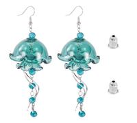 Jellyfish Dangle Earrings for Women, Beadthoven Summer Boho Mermaid Drop Tassel Glass Bead Earrings Statement Cute Beach Ocean Sea Animals Summer Jewelry Gifts, Glass, No Gemstone