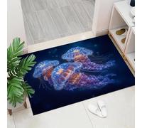 Jellyfish Deep Sea Door Mats Printed Doormat, Flannel Floor Mat with Non-slip Doormat, Housewarming Decor Gift for Dreamy Marine Animals Welcome Doormats 90 x 150 cm