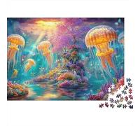 Jellyfish Drift in A Magical Lagoon 1000 Piece Jigsaw Puzzle Ethereal Jellyfish Great Present for Kids & Adults 52x38cm/1000pcs