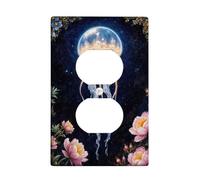Jellyfish Duplex Outlet Covers Wall Plate, Fantasy Nature Flowers Galaxy Summer Blue Plastic Standard Size Decorative Receptacle Outlet Covers for New Apartment Home Bedroom Office Decor