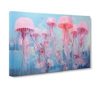 Jellyfish Expressionism Canvas Print | Gallery Wrapped 30mm Frame Wall Art | 30x20 inches | Ready to Hang | Eclectic Picture | Living Room Bedroom Lounge Office
