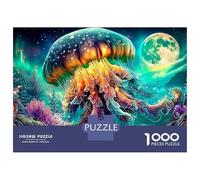 Jellyfish Fantasy 1000 Piece Jigsaw Puzzles Astronaut in Cosmic Garden Impossible Fit Together Perfectly Wall Decor for Adults Kids 38x26cm/1000pcs