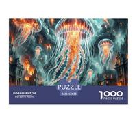Jellyfish Floating in Styx 1000 Pieces Portable Jigsaw Puzzle Animal Age 3+ Quirky, Abstract Design, Fun Details, Educational, Challenging Puzzle Games 52x38cm/1000pcs