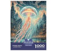 Jellyfish Floating in Styx 1000 Pieces Portable Jigsaw Puzzle Animal for Adults Quirky, Abstract Design, Fun Details, Educational, Challenging 70x50cm/1000pcs