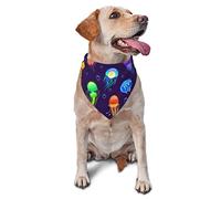 Jellyfish Glow in Dark Spring Dog Bandanas Boy Bulk Puppy Kerchief Adjustable Soft Triangle Bibs Accessories for Small Medium Large Dogs Cats White