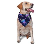 Jellyfish Glow in Dark Spring Dog Bandanas Boy Bulk Puppy Kerchief Adjustable Soft Triangle Bibs Accessories for Small Medium Large Dogs Cats White