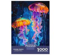 Jellyfish Glow Ocean 1000 Piece Jigsaw Puzzle Jigsaw Puzzle for Adults Night View Puzzle Game for Family Relaxing Gift 52x38cm/1000pcs