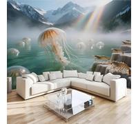 Jellyfish Glowing Wall Mural 3D Effect Under The Sea Dream Non-Woven Self-Adhesive Wallpaper Living Room Bedroom Home Decor TV Background Large Art Wall Painting 300x230 cm