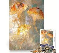 Jellyfish Gold Decor Adult Jigsaw Puzzle1000 Pieces Strong Logic Precise Connection Joyful Challenge Premium Gift (38x26cm)