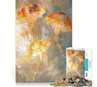 Jellyfish Gold Decor Adult Jigsaw Puzzle1000 Pieces Strong Logic Precise Connection Joyful Challenge Premium Gift (38x26cm)