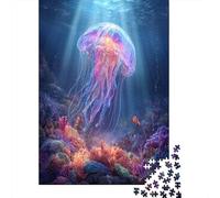 Jellyfish Gracefully Swim over Coral Reefs Jigsaw Puzzles Challenge Toy Educational Games Home Decoration for Adults& Teenager Age 14 Years Up 38x26cm/1000pcs