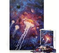 Jellyfish in Space Painting Jigsaw for Teenagers1000 Pieces Brain Skill True Detail Pattern Assemble Christmas Idea (50x75cm)