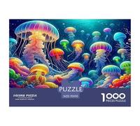 Jellyfish Jigsaw Puzzles for Adult Challenging Puzzle Games The Impossible Challenge 1000 Pieces Difficult Hard Jigsaw Puzzles for Man And Woman with Letters on Back 70x50cm/1000pcs