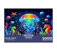 Jellyfish Jigsaw Puzzles for Adult Challenging Puzzles Difficult Challenges 1000 Pieces Difficult Hard Jigsaw Puzzles for Man And Woman with Letters on Back 38x26cm/1000pcs