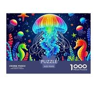 Jellyfish Jigsaw Puzzles for Adults 1000 Piece Educational Game Challenge Toy Marine Life Family Puzzle Game Birthday Gifts Beautiful Decoration Puzzle70x50cm/1000pcs