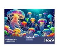 Jellyfish Jigsaw Puzzles for Adults Challenging Puzzles Difficult Challenges 1000 Pieces Difficult Hard Jigsaw Puzzles for Man And Woman with Letters on Back 38x26cm/1000pcs