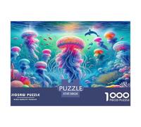 Jellyfish Jigsaw Puzzles for Adults Challenging Puzzles The Impossible Challenge 1000 Piece Difficult Hard Jigsaw Puzzles for Man And Woman with Letters on Back 38x26cm/1000pcs