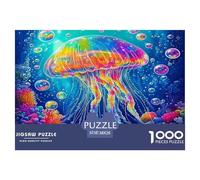 Jellyfish Jigsaw Puzzles for Adults Educational Game Difficult Challenges 1000 Piece Difficult Hard Jigsaw Puzzles for Man And Woman with Letters on Back 38x26cm/1000pcs