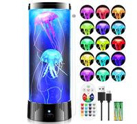 Jellyfish Lamp,16 Color Changing with Remote Control Mood Lamp,USB Powered Jellyfish Bubble Night Light,Jelly Fish Tank Aquarium Decor for Bedroom Living Room Office,Gift for Kids Adult