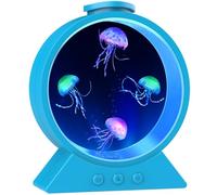 Jellyfish Lamp for Sleep Anxiety Calming Night Light for Bedroom(Blue) | Whisper-Quiet Sensory|7 Soft Color Modes|Adjustable Water Flow|8H Auto-Off Timer|Rounded Tank Lamp Great Gift for All Ages