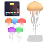 Jellyfish Lamp,LED Gradient Swimming Jellyfish Atmosphere Night Light,Cute Jellyfish Night Light Bedside Lamp Voice Control,with Dancing Legs and Changing Colors for Home (Suspension Type+base)