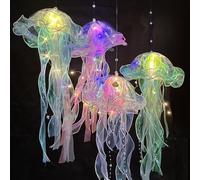 Jellyfish Light, Hanging Jellyfish Lamp Lanterns 4Pcs 9x22 Inch 4 Colors Lamp with Handle Portable Jelly Fish Light for Party, Carnival, Photo Prop