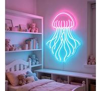 Jellyfish Neon Sign Cute Ocean LED Neon Signs USB Powered Dimmable Light Up Sign for Bedroom Wall Decor Ocean Display Room Wedding Party Kids Birthday Gift Holiday Decoration(5V 16.5 * 12.6 in)