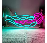 Jellyfish Neon Sign LED Ocean Neon Light for Bar Bedroom Party Dorm Wall Decor USB Pink Jelly Fish Night Light Kids Gifts
