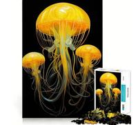 Jellyfish Neon Yellow 1000 Piece Jigsaws for Adults Puzzle Decompress Tight Joint Fun Challenge Art Decor (38x26cm)